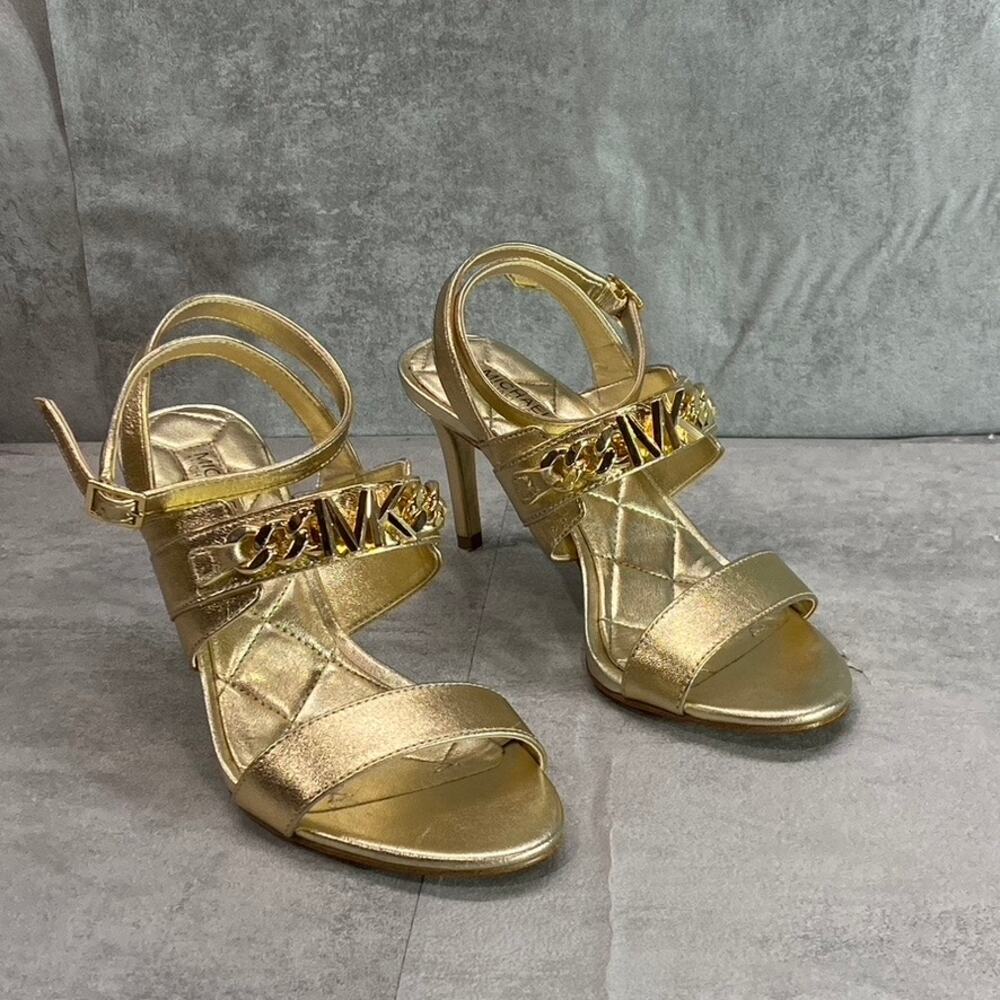 MICHAEL MICHAEL KORS Women's Pale Gold Blaine Ankle Strap Chain Dress Sandals